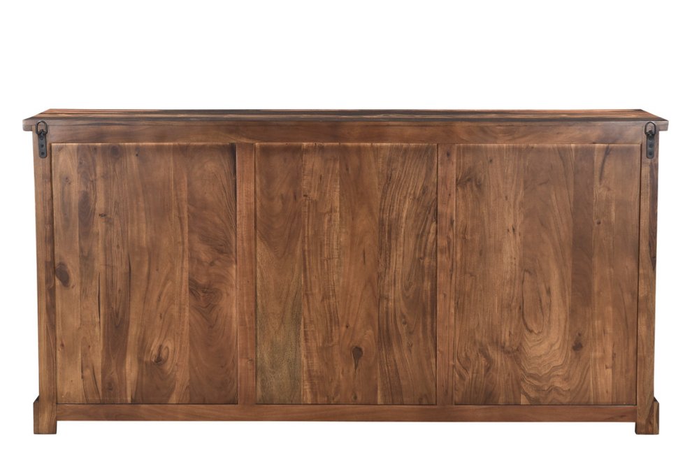 72" Dark Brown Solid Wood Live Edge Sideboard with Six Doors
