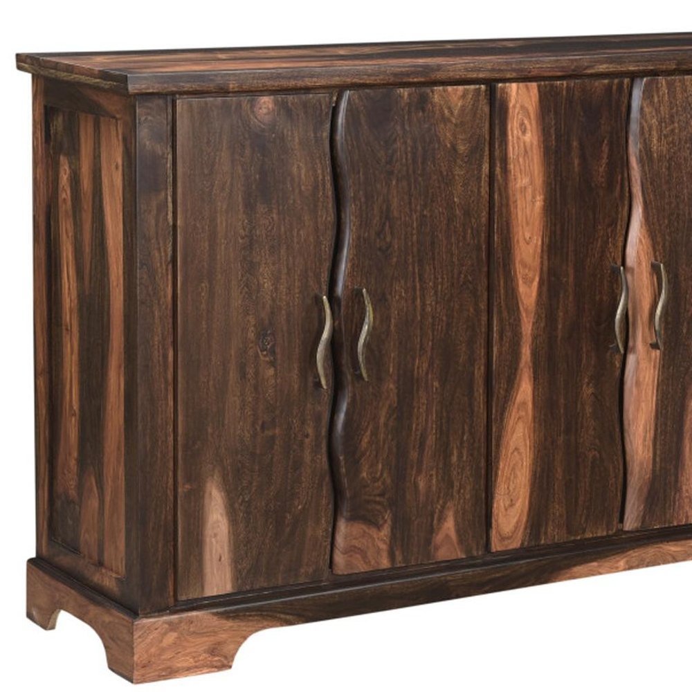 72" Dark Brown Solid Wood Live Edge Sideboard with Six Doors