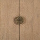 95" Natural And Antiqued Gold Solid Wood Carved Geometric Sideboard with Six Doors