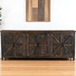 84" Dark Brown Distressed Reclaimed Wood Paneled Sideboard with Six Doors