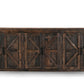 84" Dark Brown Distressed Reclaimed Wood Paneled Sideboard with Six Doors