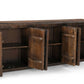 84" Dark Brown Distressed Reclaimed Wood Paneled Sideboard with Six Doors