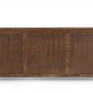84" Dark Brown Distressed Reclaimed Wood Paneled Sideboard with Six Doors