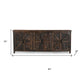 84" Dark Brown Distressed Reclaimed Wood Paneled Sideboard with Six Doors