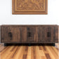 100" Dark Brown Distressed Reclaimed Wood Sideboard with Six Doors