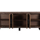 100" Dark Brown Distressed Reclaimed Wood Sideboard with Six Doors