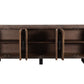 100" Dark Brown Distressed Reclaimed Wood Sideboard with Six Doors