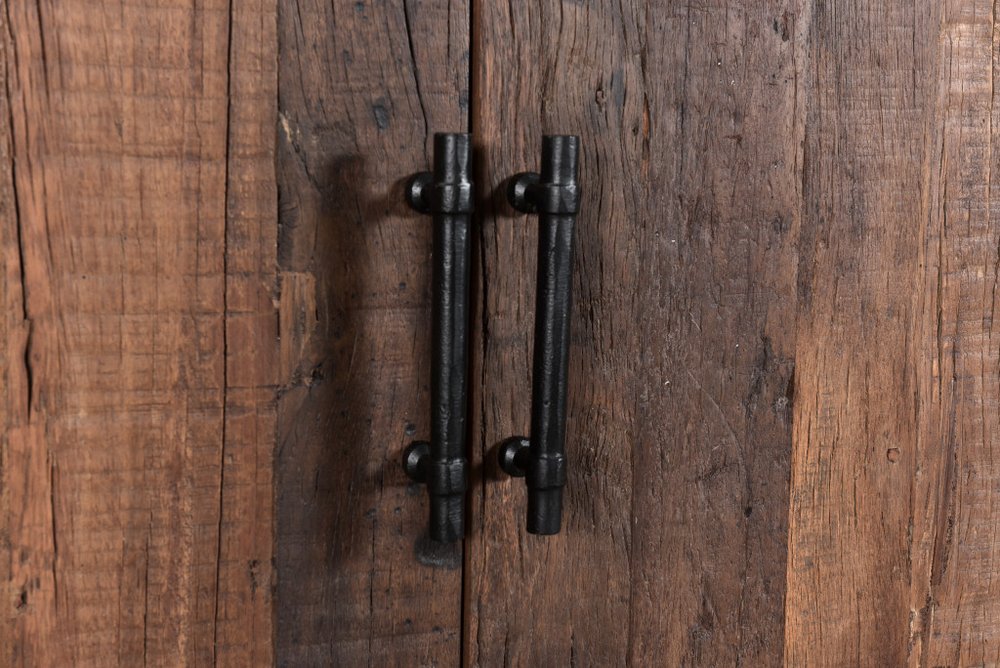 100" Dark Brown Distressed Reclaimed Wood Sideboard with Six Doors