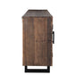 100" Dark Brown Distressed Reclaimed Wood Sideboard with Six Doors