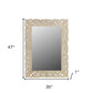 47" Antiqued White Solid Wood Carved Scrollwork Accent Mirror