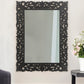 47" Black  Floral Carved Solid Wood Framed Accent Mirror
