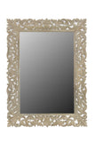 35" Gray Floral Carved Solid Wood Framed Accent Mirror