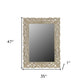 35" Gray Floral Carved Solid Wood Framed Accent Mirror