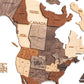 35" X 59" Brown and Beige Wood World Map Hanging Dimensional Sculpture