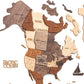 35" X 59" Brown and Beige Wood World Map Hanging Dimensional Sculpture