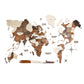 47" X 79" Brown and Beige Wood World Map Hanging Dimensional Sculpture
