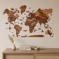 24" X 39" Brown and Tan Wood World Map Hanging Dimensional Sculpture
