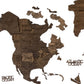 24" X 39" Brown Wood World Map Hanging Dimensional Sculpture