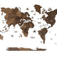 47" X 79" Dark Brown Wood World Map Hanging Dimensional Sculpture
