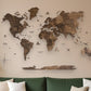 47" X 79" Dark Brown Wood World Map Hanging Dimensional Sculpture
