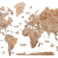35" X 59" Wood Brown Wood World Map Hanging Dimensional Sculpture