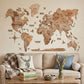35" X 59" Wood Brown Wood World Map Hanging Dimensional Sculpture