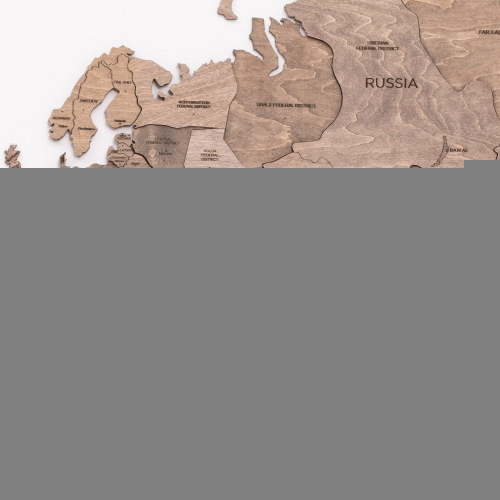 47" X 79" Wood Brown Wood World Map Hanging Dimensional Sculpture