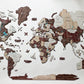 24" X 39" Brown and Beige Wood World Map Hanging Dimensional Sculpture