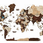 35" X 59" Beige And Brown World Map Hanging Dimensional Sculpture