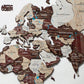 35" X 59" Beige And Brown World Map Hanging Dimensional Sculpture