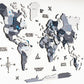 24" X 39" Black Gray and White Wood World Map Hanging Dimensional Sculpture