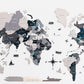 24" X 39" Black Gray and White Wood World Map Hanging Dimensional Sculpture