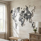 35" X 59" Black Gray And White World Map Wood Hanging Dimensional Sculpture