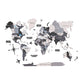 35" X 59" Black Gray and White Wood World Map Hanging Dimensional Sculpture