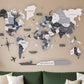 47" X 79" Black Gray and White Wood World Map Hanging Dimensional Sculpture