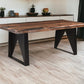 80" Dark Brown And Black Solid Wood And Metal Sled Base Dining Table
