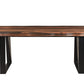 80" Dark Brown And Black Solid Wood And Metal Sled Base Dining Table