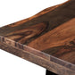 80" Dark Brown And Black Solid Wood And Metal Sled Base Dining Table