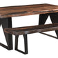 80" Dark Brown And Black Solid Wood And Metal Sled Base Dining Table