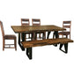 80" Dark Brown And Black Solid Wood And Metal Sled Base Dining Table