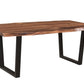 78" Brown And Black Solid Wood And Metal Dining Table
