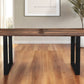78" Dark Brown And Black Solid Wood Sled Base Dining Table