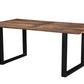 78" Dark Brown And Black Solid Wood Sled Base Dining Table