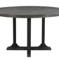 54" Black Rounded Solid Wood Pedestal Base Dining Table