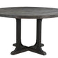 54" Black Rounded Solid Wood Pedestal Base Dining Table