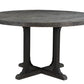 54" Black Rounded Solid Wood Pedestal Base Dining Table