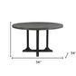 54" Black Rounded Solid Wood Pedestal Base Dining Table
