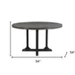 54" Black Rounded Solid Wood Pedestal Base Dining Table
