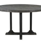 54" Black Rounded Solid Wood Pedestal Base Dining Table