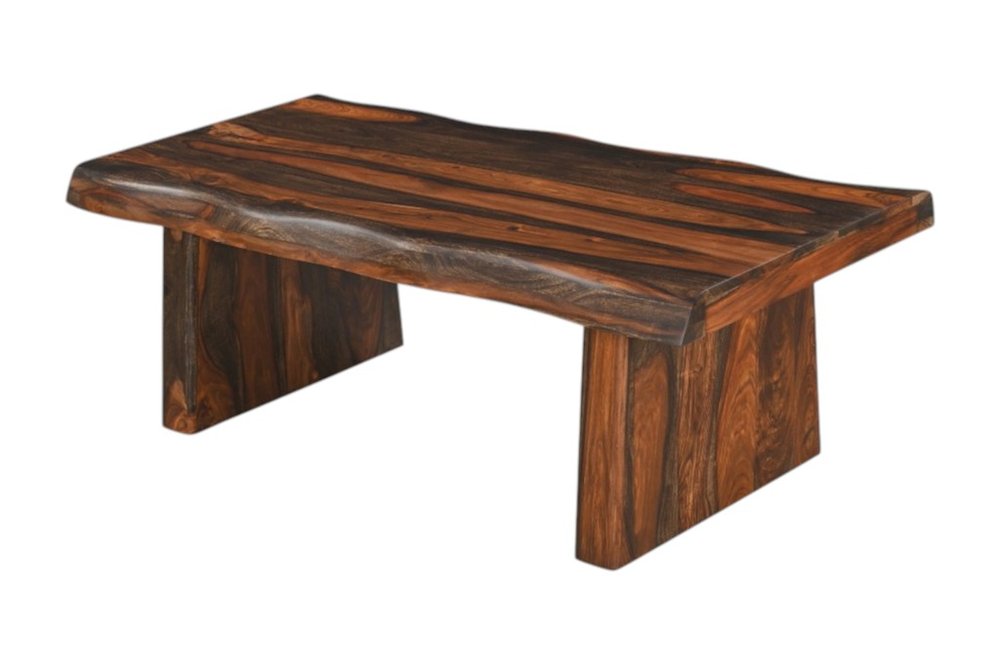 51" Dark Brown Solid Wood Sled Coffee Table